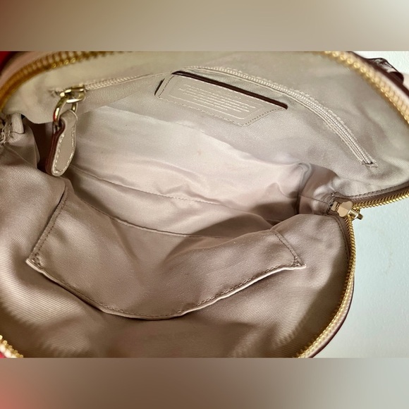 COACH Mini Cora Dome Satchel – Colorblock Taupe/Cream | Pebbled (Grain) Leather - Picture 12 of 15